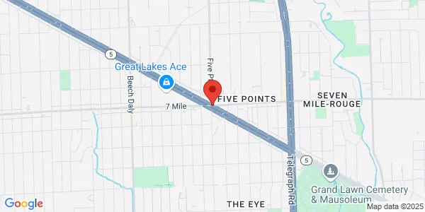 Map of 26611 W 7 Mile Rd Redford Township, MI 48240