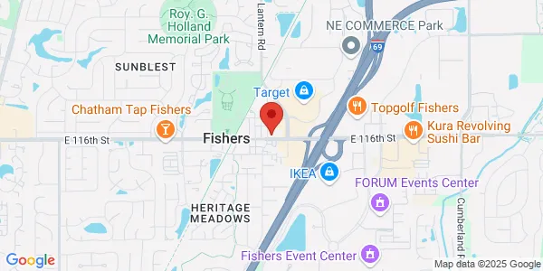 Map of 8890 E 116th St Ste 130 Fishers, IN 46038