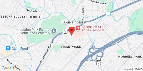 Map of 1001 Pine Heights Ave Ste 304 Baltimore, MD 21229