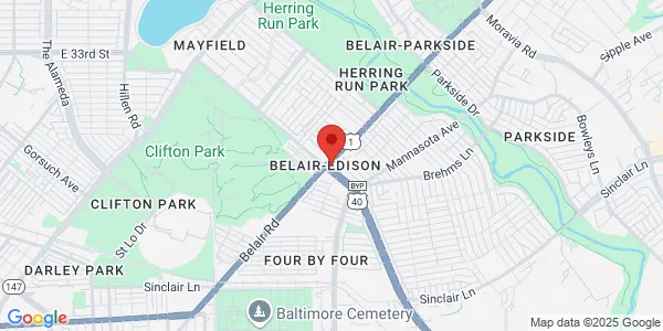 Map of 3301 Belair Rd Baltimore, MD 21213
