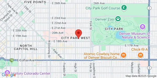 Map of 1919 E 18th Ave Denver, CO 80206