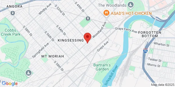 Map of 5214 Woodland Ave Philadelphia, PA 19143