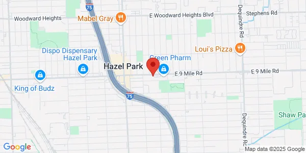 Map of 624 E 9 Mile Rd Hazel Park, MI 48030