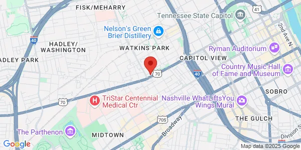 Map of 1718 Charlotte Ave Nashville, TN 37203