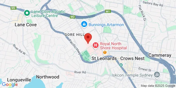 Map of N Shore Private Hospital Westbourne St St Leonards New South Wales 2065 Australia