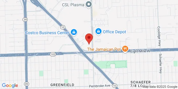 Map of 20905 Greenfield Rd Ste 105 Southfield, MI 48075