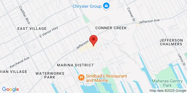 Map of 11260 E Jefferson Ave Detroit, MI 48214
