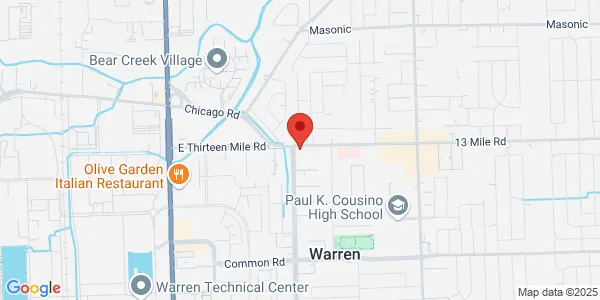 Map of 11012 E 13 Mile Rd Ste 111 Warren, MI 48093