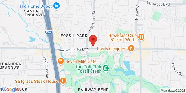 Map of 3645 Western Center Blvd Fort Worth, TX 76137
