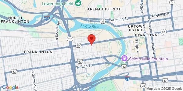 Map of 14 McDowell St Ste 100 Columbus, OH 43215