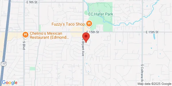 Map of 1501 E 19th St Edmond, OK 73013