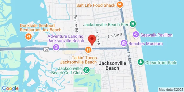 Map of 1135 Beach Blvd Jacksonville Beach, FL 32250