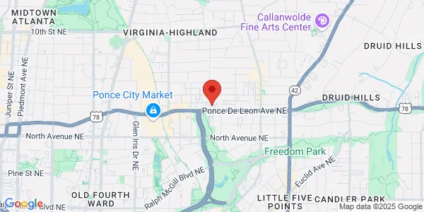 Map of 882 Ponce De Leon Ave NE Atlanta, GA 30306
