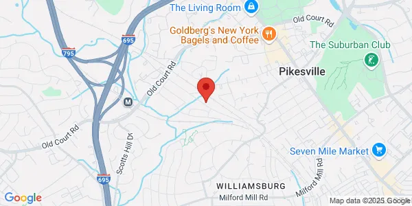 Map of 1209 Greenwood Rd Pikesville, MD 21208