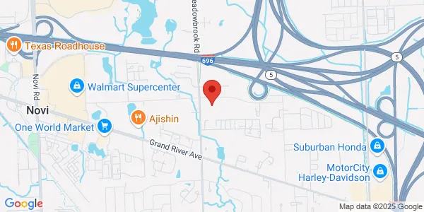 Map of 25500 Meadowbrook Rd Ste 150 Meadowbrook Medical Center Novi, MI 48375