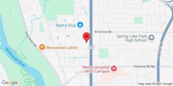 Map of 7980 University Ave NE Fridley, MN 55432