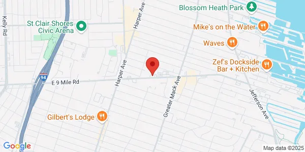 Map of 21929 E 9 Mile Rd Saint Clair Shores, MI 48080