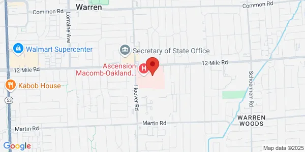 Map of 11900 E 12 Mile Rd Warren, MI 48093