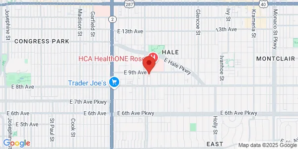 Map of 4500 E 9th Ave Ste 620 Denver, CO 80220