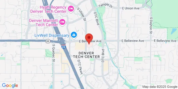 Map of 8200 E Belleview Ave Ste 600e Greenwood Village, CO 80111