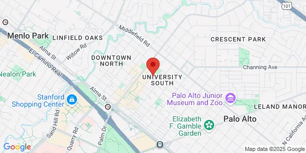 Map of 605 Cowper St Palo Alto, CA 94301