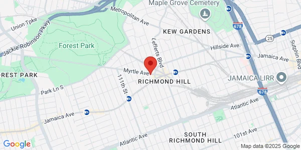 Map of 11614 Myrtle Ave Richmond Hill, NY 11418