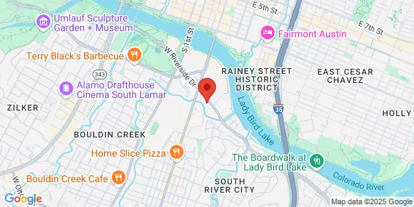 Map of 127 E Riverside Dr Ste 104 Austin, TX 78704