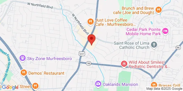 Map of 1648 Memorial Blvd Murfreesboro, TN 37129