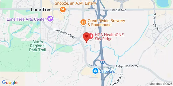 Map of 10099 Ridgegate Pkwy Ste 100 Lone Tree, CO 80124
