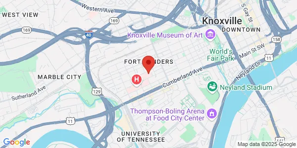 Map of 1819 Clinch Ave Ste 100 Center For Advanced Medicine Building Knoxville, TN 37916