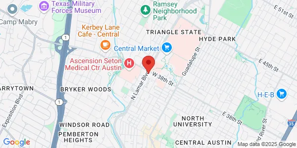 Map of 911 W 38th St Ste 303 Austin, TX 78705