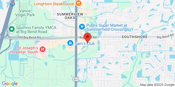 Map of 10689 Big Bend Rd Ste 102 Riverview, FL 33579