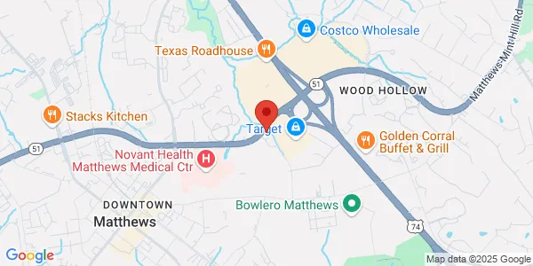 Map of 10550 Independence Pointe Pkwy Ste 100 Matthews, NC 28105