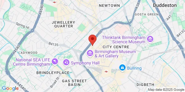 Map of Cornwall Buildings 45 Newhall Street Birmingham B3 3QR United Kingdom