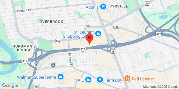 Map of 1400 St. Laurent Blvd Suite 103 Ottawa, ON K1K 4H4 Canada