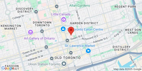 Map of 30 Bond St Toronto, ON M5B 1W8 Canada