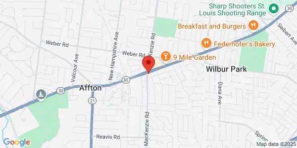 Map of 9538 Gravois Rd Affton, MO 63123