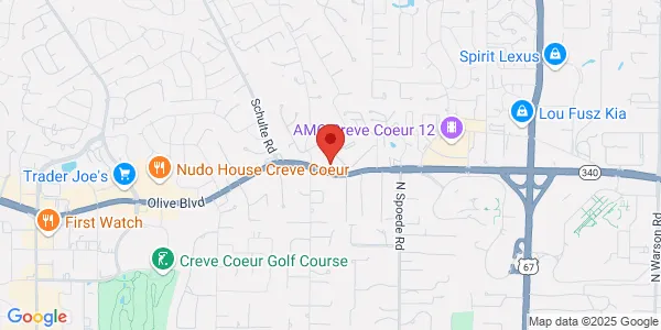 Map of 10923 Olive Blvd Creve Coeur, MO 63141