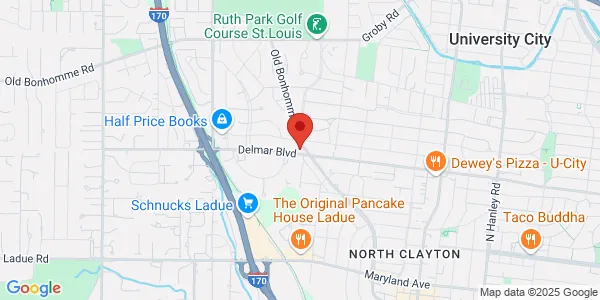 Map of 8213 Delmar Blvd St. Louis, MO 63124