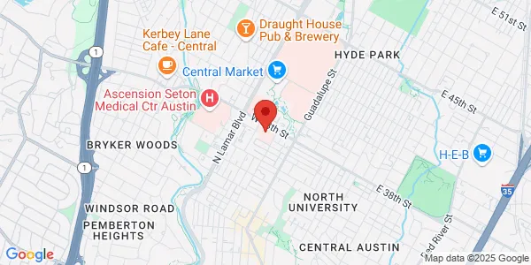 Map of 711 West 38th St Suite B-7 Austin, TX 78705