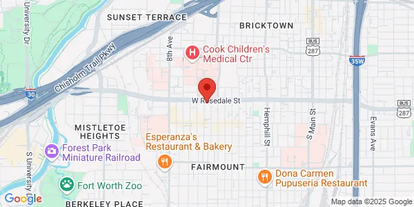 Map of 1263 West Rosedale Ste 105 Fort Worth, TX 76104