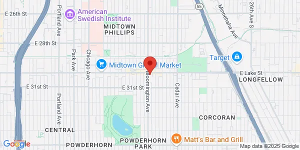 Map of 1527 E Lake St Ste 1 Minneapolis, MN 55407