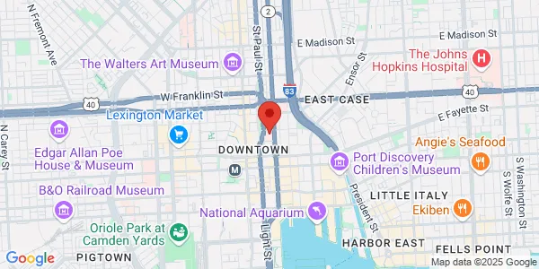 Map of 227 St Paul Pl Baltimore, MD 21202