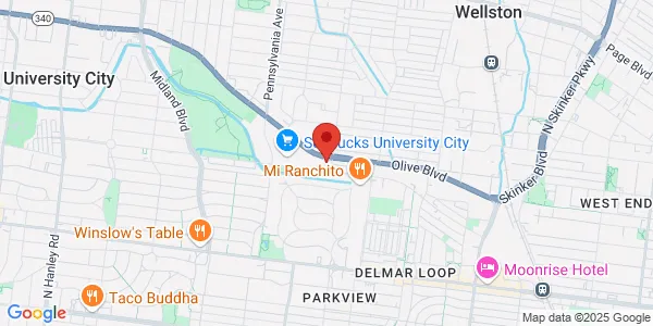 Map of 6800 Olive Blvd Ste B Saint Louis, MO 63130