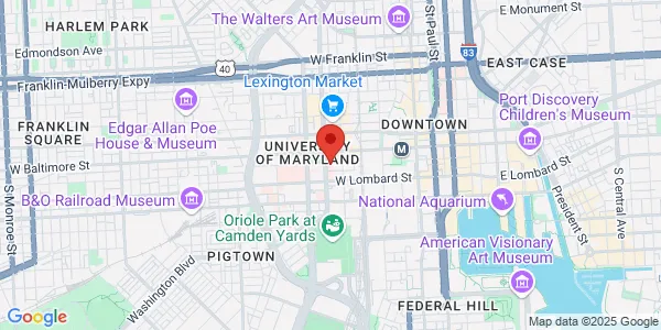 Map of 419 W Redwood St Fl 1 Baltimore, MD 21201