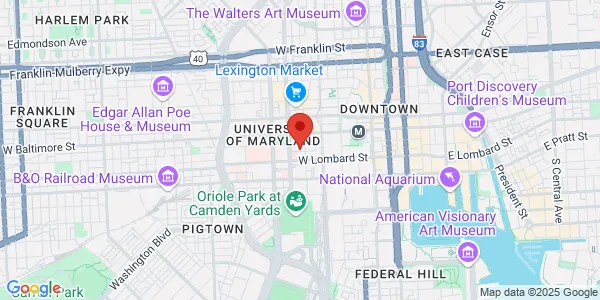 Map of 16 S Eutaw St Fl 1 Baltimore, MD 21201