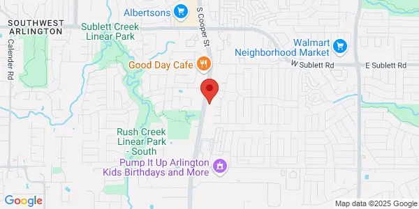 Map of 6407 S Cooper St Ste 117 Arlington, TX 76001
