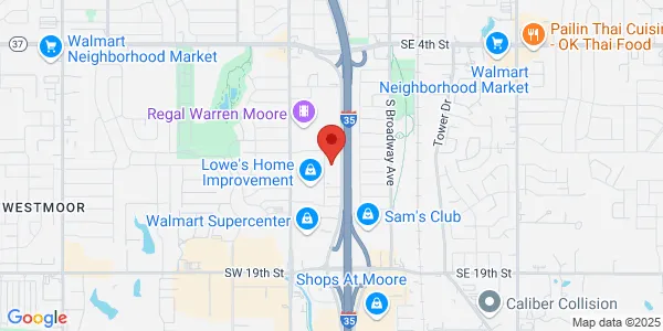 Map of 1301 S I35 Service Rd Ste 102 Moore, OK 73160