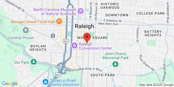 Map of 150 E Davie St Two Progress Plaza Raleigh, NC 27601