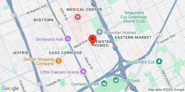Map of 400 Mack Ave Detroit, MI 48201